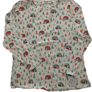 NEW Size Medium Womans Sleep Sense Holiday Knit Long Sleeve Crew Neck SleepTop
